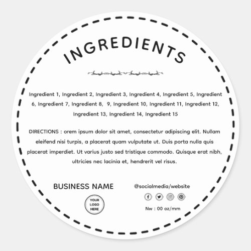 Ingredient Direction With Logo Product Label
