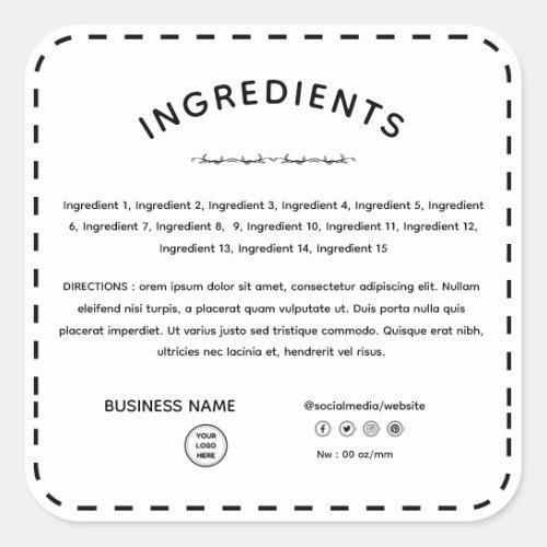 Ingredient Direction With Logo Product Label