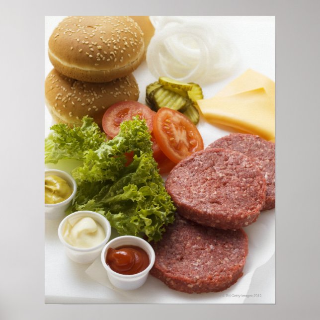 Ingredients for cheeseburgers poster (Front)