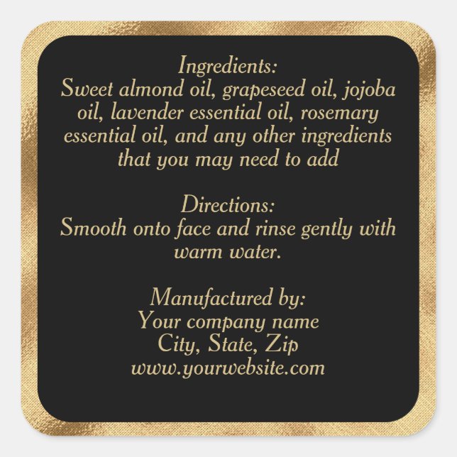ingredients label - black gold square (Front)