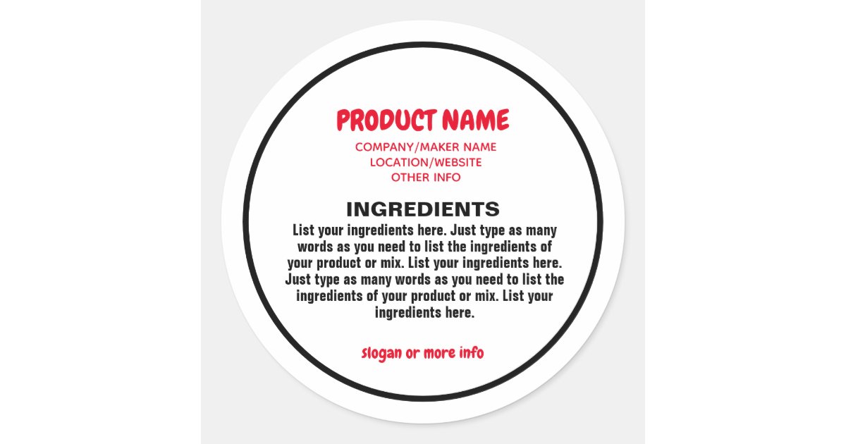 Ingredients Label with product and maker info | Zazzle.com