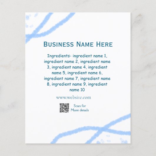 Ingredients name add business name website QR code (Front)