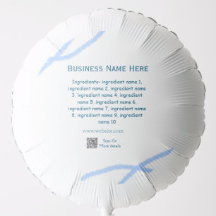 Ingredients name add business name website QR code Balloon