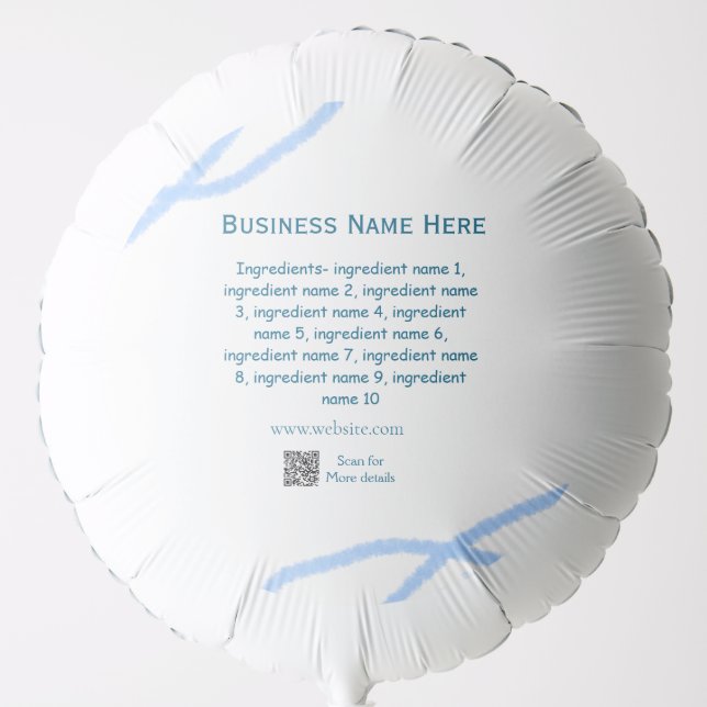 Ingredients name add business name website QR code Balloon (Front)