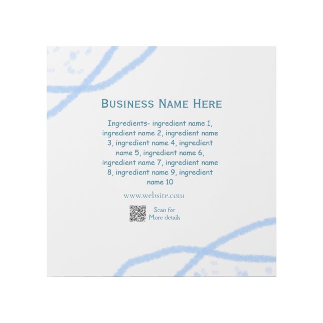 Ingredients name add business name website QR code Gallery Wrap (Front)