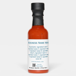 Ingredients name add business name website QR code Hot Sauces