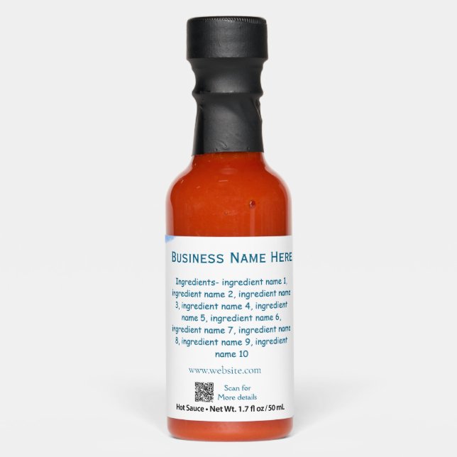 Ingredients name add business name website QR code Hot Sauces (Front)