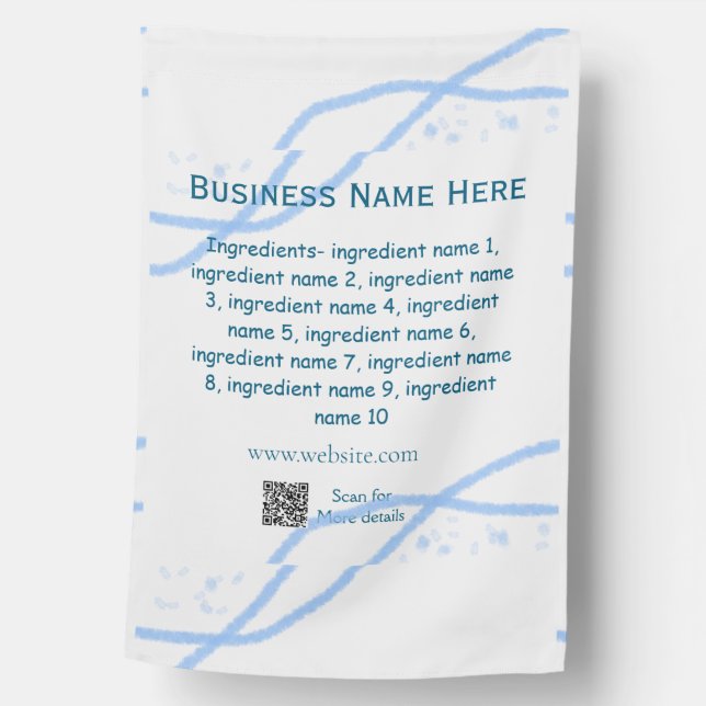 Ingredients name add business name website QR code House Flag (Front)