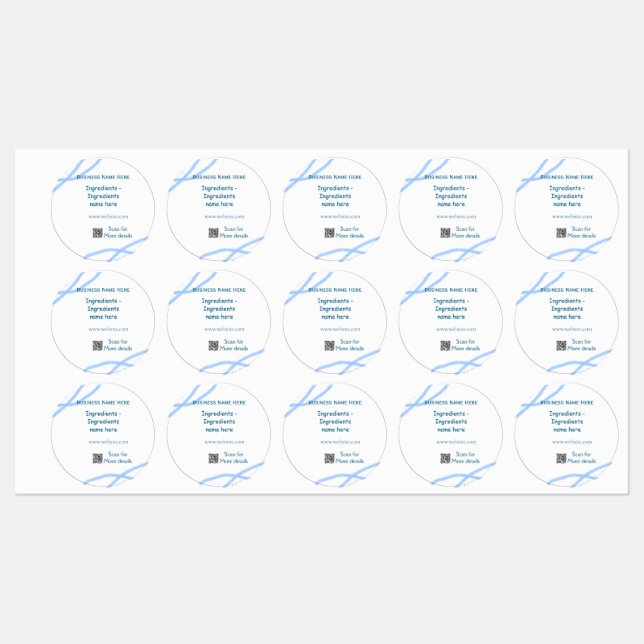Ingredients name add business name website QR code Labels (Sheet)