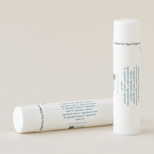 Ingredients name add business name website QR code Lip Balm (Front)