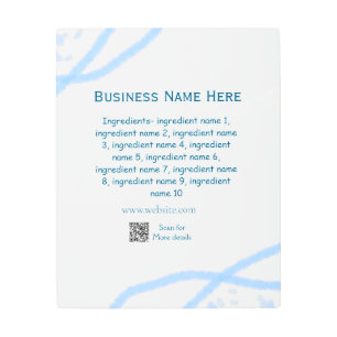 Ingredients name add business name website QR code Metal Print