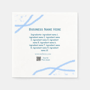 Ingredients name add business name website QR code Napkins