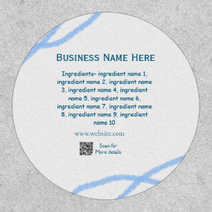 Ingredients name add business name website QR code Patch