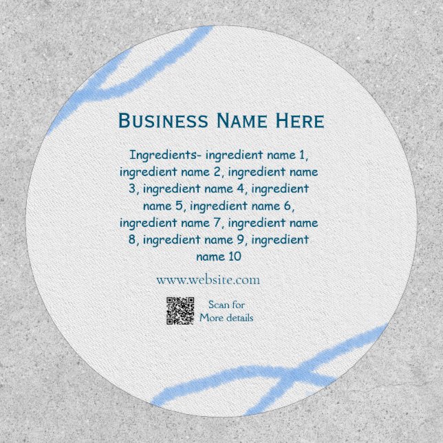 Ingredients name add business name website QR code Patch (Front)