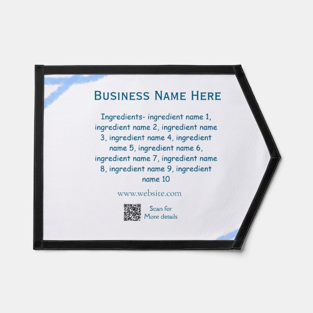 Ingredients name add business name website QR code Pennant (Front)
