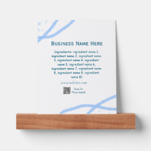 Ingredients name add business name website QR code Picture Ledge