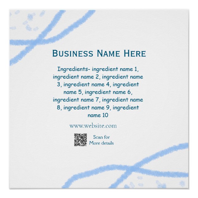 Ingredients name add business name website QR code Poster (Front)