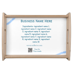 Ingredients name add business name website QR code Serving Tray