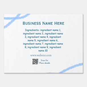 Ingredients name add business name website QR code Sign
