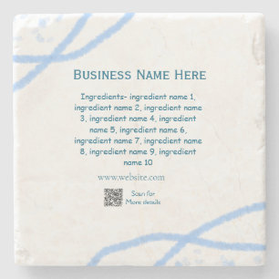 Ingredients name add business name website QR code Stone Coaster