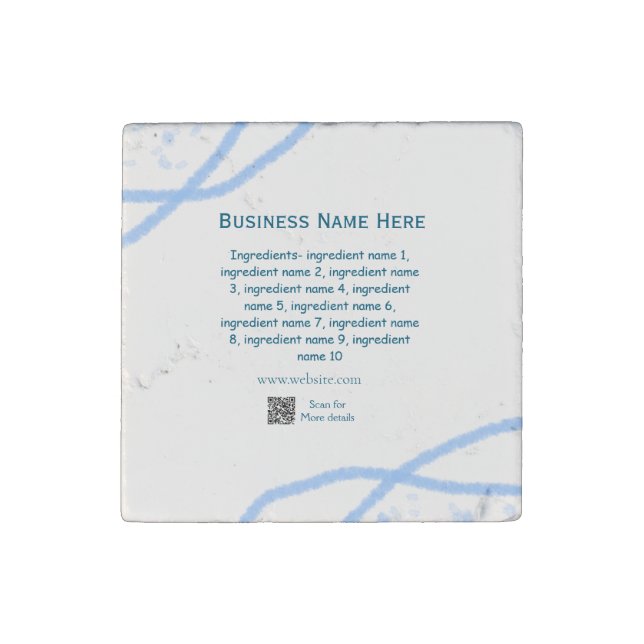 Ingredients name add business name website QR code Stone Magnet (Front)