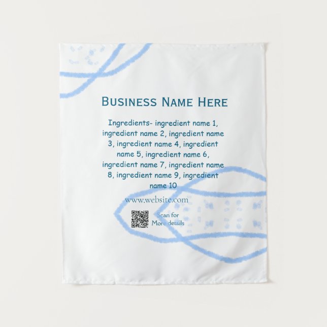 Ingredients name add business name website QR code Tapestry (Front)