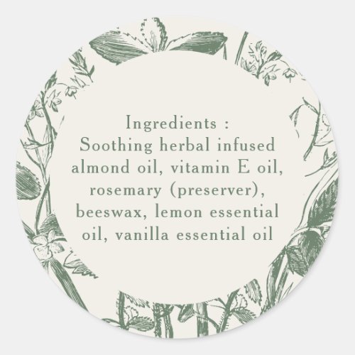 Ingredients Only Botanical Sage Green Product  Classic Round Sticker