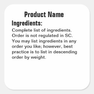 Ingredients only Cottage Law Sticker Label