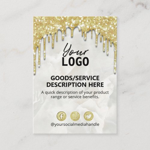 Ingredients Price List Product Range Gold Drips Business Card