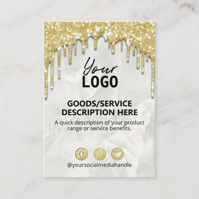 Ingredients Price List Product Range Gold Drips Business Card (Front)