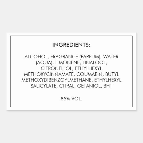 Ingredients Product Label