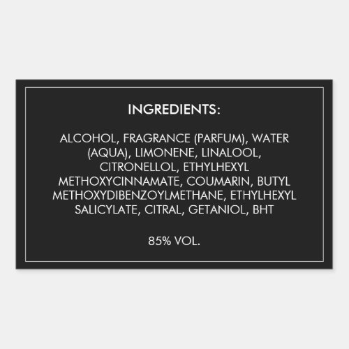 Ingredients Product Label