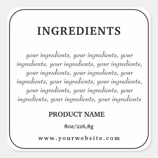 Ingredients Product Label