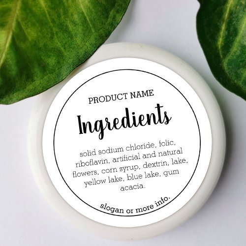Ingredients Product Label  Modern Simple Sticker