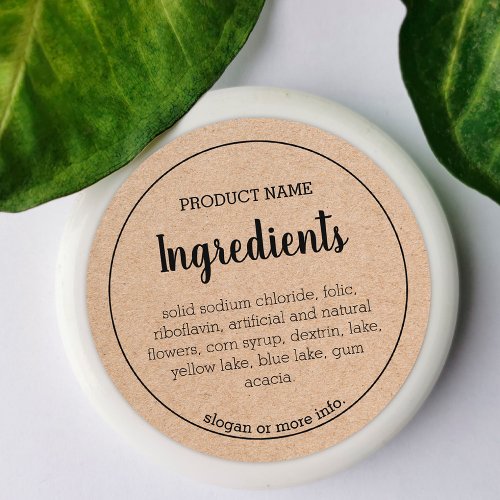 Ingredients Product Label  Modern Simple Sticker
