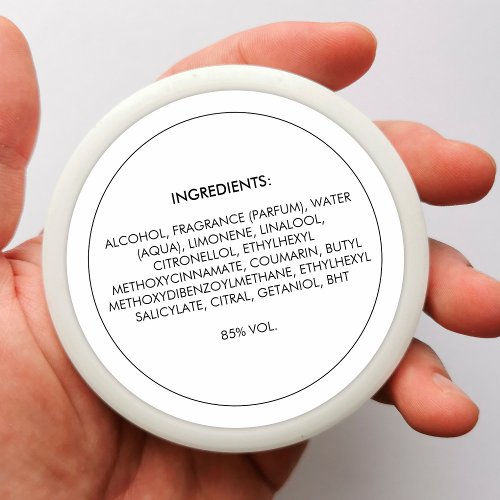 Ingredients Product Label White Sticker