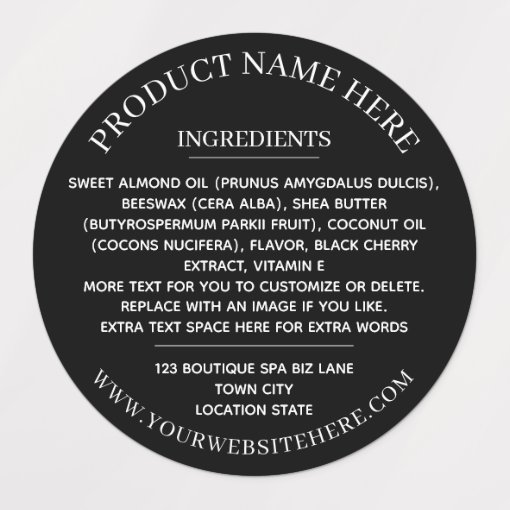 Ingredients Simple Black White Burgundy Labels | Zazzle