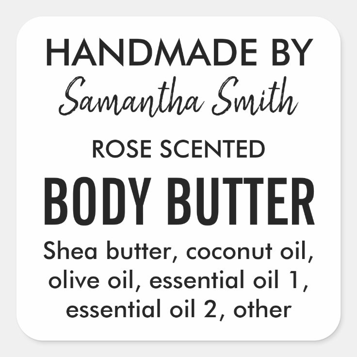 Ingredients simple body butter product label Zazzle