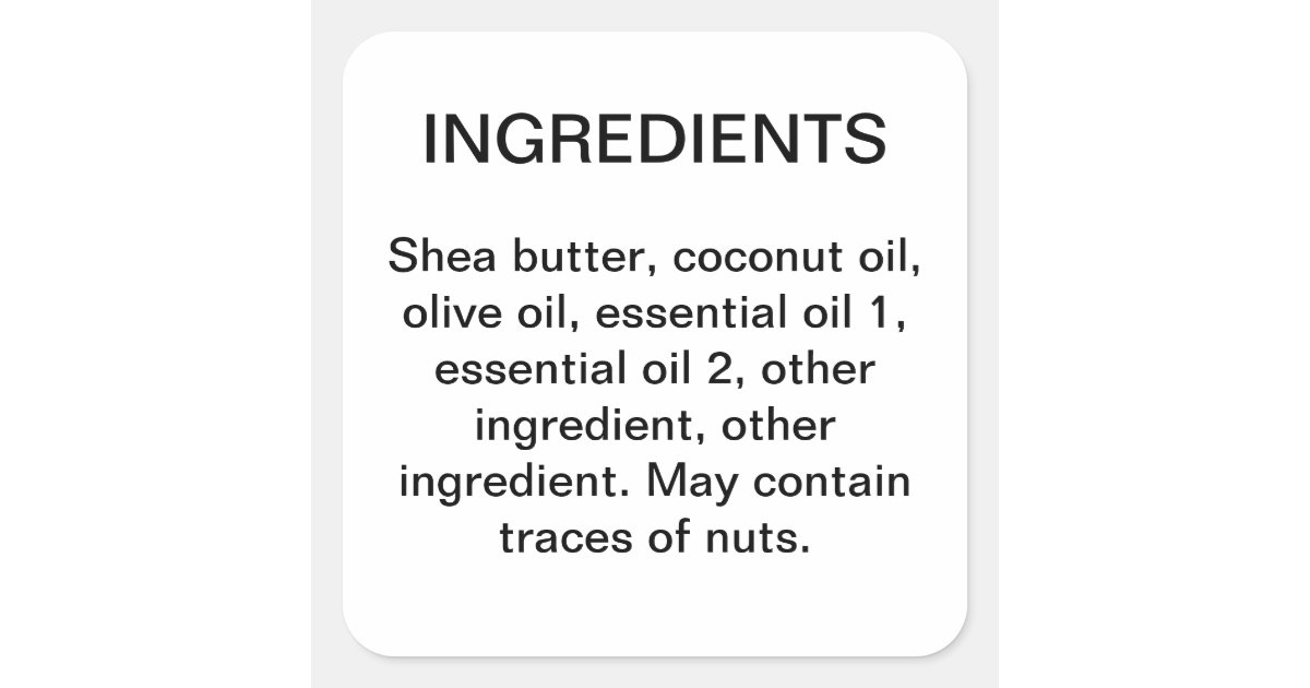 Ingredients simple business product label sticker | Zazzle