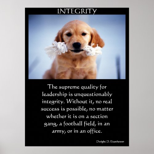 INGRITY Golden Retriever pupy with a white rope Poster