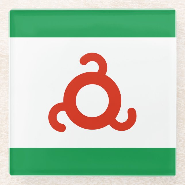 Ingushetia Flag Glass Coaster (Front)