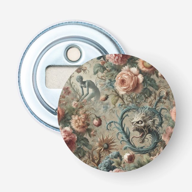 Inhabitable Doom – Gothic Victorian Floral Design Bottle Opener (Front)