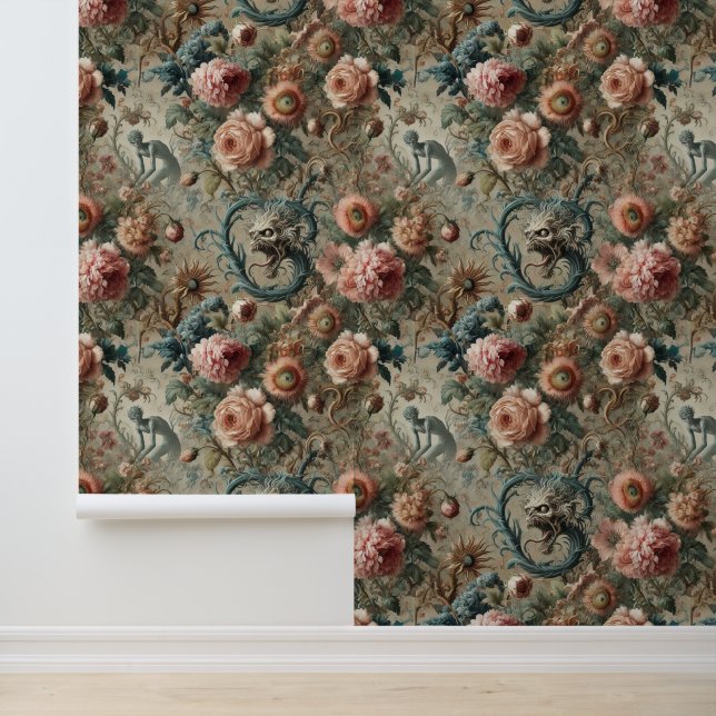 Inhabitable Doom – Gothic Victorian Floral Design Wallpaper (Application)