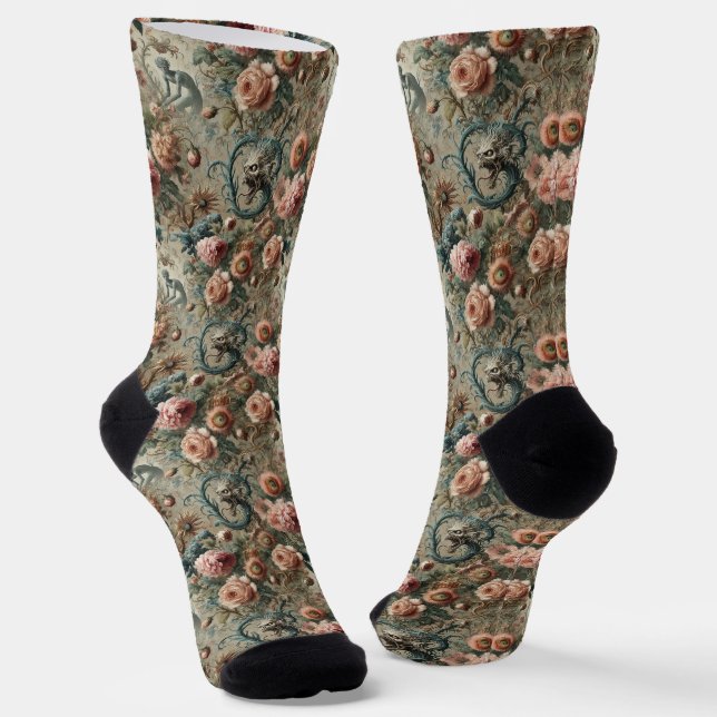 Inhabitable Doom – Gothic Victorian Tapestry Socks (Angled)