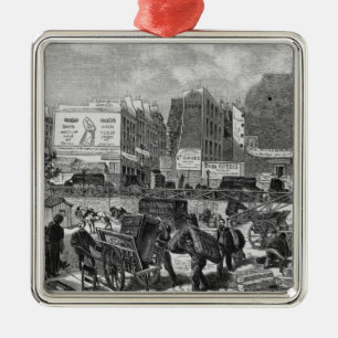 Inhabitants moving from the Butte des Moulins Metal Ornament