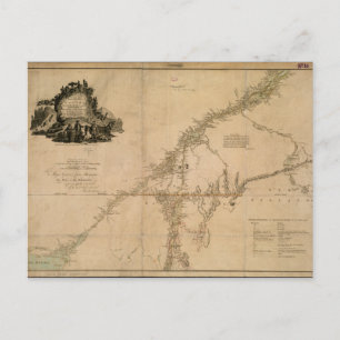Inhabited Portion of Canada in 1777 Map Postcard