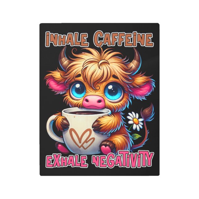 Inhale Caffeine Exhale Negativity  Metal Print (Front)