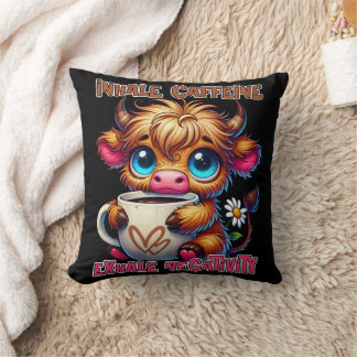 Inhale Caffeine Exhale Negativity  Throw Pillow