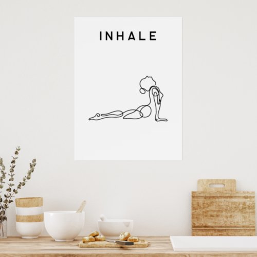 Inhale Exhale Breathing Yoga pose modern studio Poster