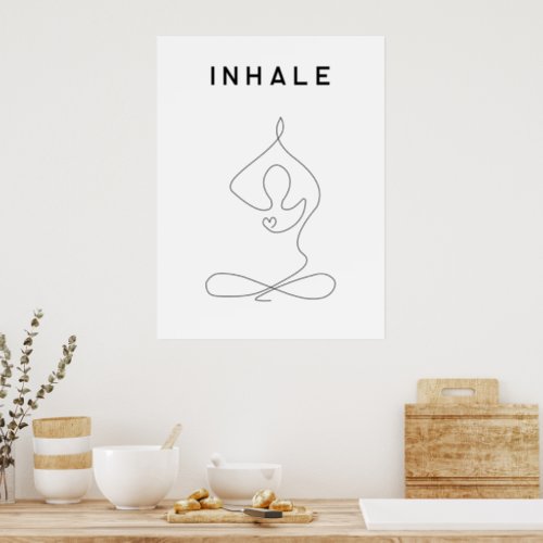 Inhale Exhale Breathing Yoga pose modern studio Poster